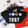 Badge Hommes Taille Packs 1987 Noir Mode Cross Body pour Femmes Sac À Bandoulière Toile Casual Messenger Unisexe