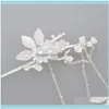 Bandeaux Jewelrychinese Long Stick Tiara Headpiece Femmes Aessories Sier Couleur Cristal Perle Pins À La Main Bijoux De Cheveux Drop Delivery 2021 7