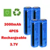 4st uppladdningsbar 3000mAh Li-ion-batteri 3.7V BRC 11.1W för ficklampans strålkastare Pen+ 1x 18650 Dual Charger