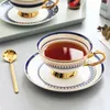 Moderne Goud Blauwe Cups Mode Set Keramische Koffiekopje Reizen Hoge Thee Decoratieve Esthetische Heet Drank Taza's Servies EH50C