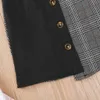 Moda Fionda con fiocco nero con gonna scozzese 2 pezzi Vestito casual estivo per ragazza 1-5 anni 210515