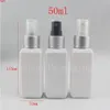 Großhandelspreis 50 ml x 50 weiße leere Parfüm-Sprühpumpen-Plastikflasche für Körperpflege, 50-ml-Sprühgerät für Kosmetika, gute Menge