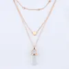 Fashion Opal Stone Hexagonal Column Quartz Necklaces for Women Natural Crystal Pendant Necklace Bohemian Statement Jewelry Gift