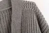 Wintergrüne Strickjacken Frauen Pullover lässig Langarm V-Ausschnitt gestrickt lose dicke Schärpen Pullover 210521