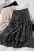 バノビッチ夏と春の女性のスカート弾性ウエストハイレディーススカート韓国風ソリッドカラー女性210615