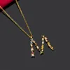 Andywen 925 Sterling Silver Gold Letter M Pendant Initial F Alfabet Halsband Monogram Opals 2020 Kvinnor Tillbehör Smycken