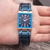 wwoorファッションのステンレス鋼の時計メンズトップブランド高級長方形クォーツ日時男性ゴールドビジネスドレス腕時計210527