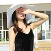 HT3062 Modna duża, duża szeroka szerokość brzegi solidne Floppy Beach Sun Hat Pakowane letnie czapki dla kobiet Lady Straw Hat Cap 22317z