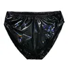 Sexy Men's Black PVC Leather Underwear Mini Briefs Male Elastic Underpants Gay Lingerie Calzoncillos Plus Size XXXXL