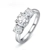 Moissanite S 60mm Ronde Cutmoissanite Diamond Engagement Bruiloft Double Halo Ring Zilver Cadeau voor Vrouwen