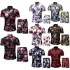 Homens Tracksuits Homens Hawaiian Sets Impressão 2021 Verão Manga Curta Botão Camisa Beach Shorts Streetwear Casual Mens Terno 2 Peças S-3XL em