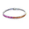 Bracelet de Tennis saphir bleu, arc-en-ciel coloré, ensemble de bijoux en argent S925 pour couple