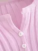 Frauen Rosa Strickblusen Kurzarm Sexy Button Up Blusa und Tops Solide Shirts Streetwear Slim 210430