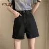 韓国のデニムショーツファッション女性のハイウエストボタンショートジーンズズボンヴィンテージストリートウェア210525