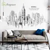 Creative Simple Line Modern City TV Sofa Background Wall Sticker Self-adhesive Home Decoration Porch Living Room Decor Stickers 210929