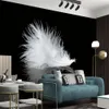 ベッドルームのための3D壁紙ロマンチックな柔らかい白い羽の壁画現代の家の装飾防水防汚壁紙