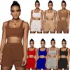 Summer tracksuits Women jogging suit tank top crop top+shorts running two piece set plus size 2XL outfits embroidery logos sports suits casual sportswear 4766