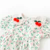 Bear Leader born Baby Flowers Casual Bodysuits Fashion Infant Girls Summer Cherry Romper Bebes Ruffles Jumpsuit 0-2 Years 210708