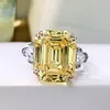 Cluster Rings 2021 Trend 925 Sterling Silver For Girlfriend 13 * 16mm Big Gemstone Topaz Quarzo rosa Lab Diamond Anello di fidanzamento Gioielli