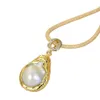 Guaiguai smycken 18x26mm vit keshi pärlhänge halsband handgjorda för kvinnor riktiga ädelstenar sten dam mode juvelery6907737