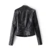 Veste d'automne en Faux cuir pour femme, Sexy, slim, de motard, mode Pu Punk dames, manteaux noirs, col rabattu, fermetures éclair