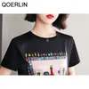 Summer Women T-Shirts Plus Size Black Basic Tops French High-End Printed White T-shirt Female Loose Casual Chiffon Tees 210601
