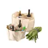 Portable Canvas Split Grid Bag Frukt Vegetabilisk Bomull Återanvändbar Drawstring Shopping Shopper Tote Storage Väskor