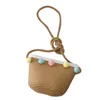 Hair Accessories Child Girl Summer Straw Hat Woven Hand Bag Small Ball Decorate Sun Protection Holiday Outdoor Lovely Kids Fisherman