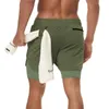 Men's Shorts Solid Color Running Men 2 In 1 Double-deck Quick Dry GYM Sport Jogging Workout Sports Short Pant