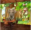 Kundenspezifische Wandbilder Tapeten 3D Foto Tapete Moderne Wald Baum Cartoon Tier Frische Kinder Zimmer Hintergrund Wandpapiere Wandgemälde Dekoration