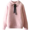 Cardigan Physical shootingbowknot Autumn and winter girls039 sweater mink Plush thickened children039s knitted bottom coat4809198