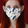 2021 Nuova maschera monouso per stampa di piume in tessuto non tessuto a tre strati con maschere protettive con filtro in tessuto soffiato a fusione