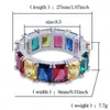 Męska Pierścień Moda Pozłacane 8mm Kolorowe Kwadratowe CZ Diament Pierścionek Dla Mężczyzn Kobiety Wedding Engagement Party Hip Hop Biżuteria