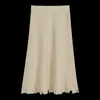 Werueruyu höst vinter vintage kjol kvinnor koreansk mode hög midja A-line långa midi frans kjolar damer 210608