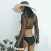 Summer Sexy Mesh Lace Blouses Women Long Flare Sleeve Crop Top Beachwear Swimsuit Cover Up Blusa Bikini Cover-ups Sarongs