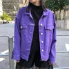 Moda Roxo Denim Jaqueta Mulheres Manga Longa Calças de Jeans Streetwear Casacos Hip Hop e S Outono Outono Coreano 210521