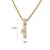 NEWBUY Baguette numéros torsion chaîne colliers pendentif pour hommes femmes entièrement glacé cubique Zircon Hiphop bijoux livraison directe