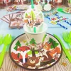 Stoviglie usa e getta Cartoon Forest Animal Theme Stoviglie Decorazione per feste di compleanno per bambini Balloon Tovagliolo Piatto Baby Shower