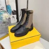 2023 Designer Rockoko Boots Women enkel laarsjes Martin Boot Biker Gebreide rekstofschoenen Winterplatform Schoen Fashion lederen laarsjes met doos