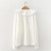 HSA white blouse women long sleeve cotton womens tops and blouses sweet Peter pan collar girl blusas mujer de moda 210417