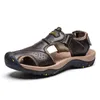 Sandales nouvelle grande taille chaussures en cuir véritable peau de vache hommes été qualité plage pantoufles espadrilles décontractées en plein air homme 220302