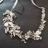 Slbridal handgemaakte zilveren kleur kristal strass floral blad bruiloft haaraccessoires haar wijnstok bruids hoofdband vrouwen sieraden x0625