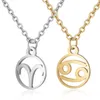 12 Constell Pendant Necklace Silver Gold Gold Stainless Steel Zodiac Horoscopeサインネックレス