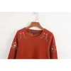 Maglione da donna Pullover Maglione lavorato a maglia rosso vino LOOSE Casual 210430