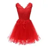 Dolce sexy senza spalline con scollo a cuore mini abito rosso da homecoming con pizzo allacciato in tulle plus size abito da cocktail di laurea prom party BH05