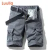 Luulla Men Summer Premium Stretch Twill Cotton Cargo Shorts Casual Fashion Solid Classic Pockets Legwear 28-38 210714