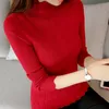 Moda 2022 Korean Slim Women Knit Knit Sweter Wysoki Elastyczne golf do dna Podstawowe pulovery zimowe seksowne sweter kobiety