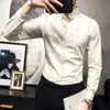 Men's Casual Shirts Autumn Business Men's Pitted Long-sleeved Shirt Slim Striped Hair Salon Boys Overalls