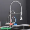 Kitchen Faucets Pull Down Cold Water Filter Tap for Kitchen Three Ways Sink Mixer Kitchen Faucet Chrome Finished ELK9133 210719