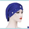 Beanie/Skl Hats Caps Hats, Scarves & Gloves Aessories Women Muslim Beads Cancer Hat Bonnet Turban Headscarf Wrap Cap Hair Loss Elastic Sklie
